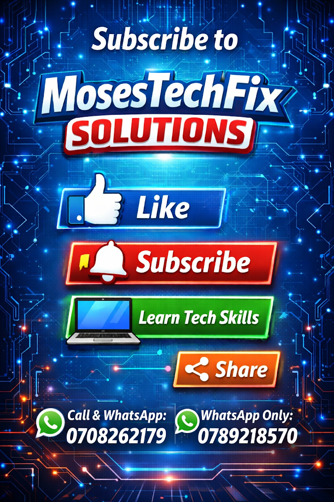 MosesTechFix Solutions brand poster with contact details
