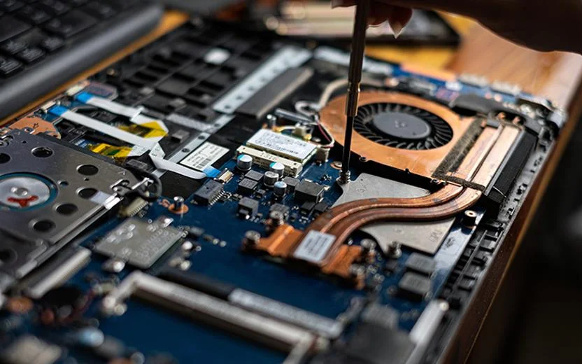 Laptop being serviced