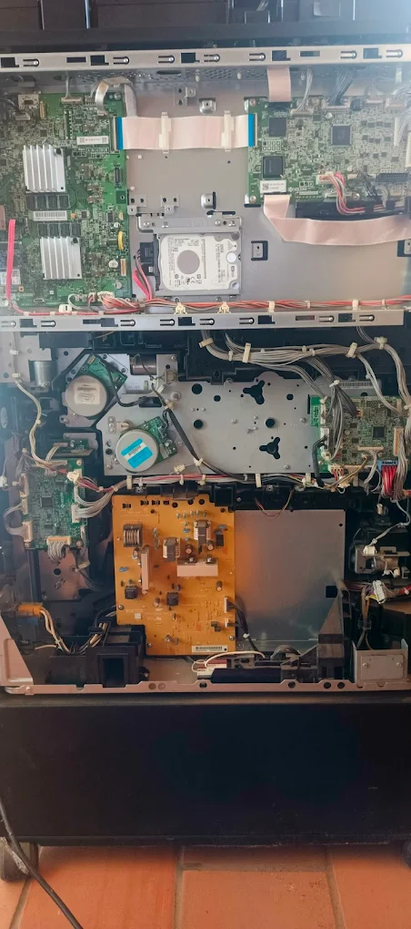 Desktop computer opened for internal repair